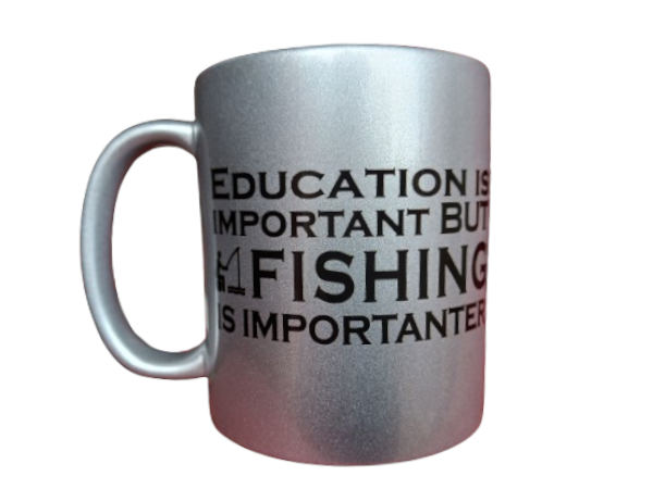 Fishing is importanter - SIlver Glitter Mug